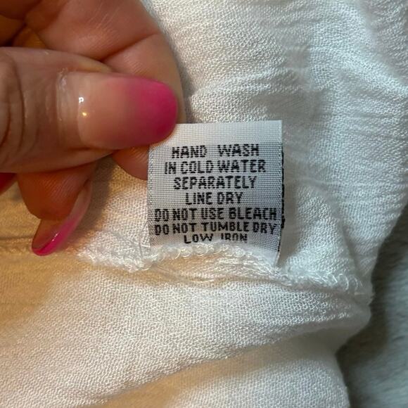 Raviya White Crochet Lace Tiered Bell Sleeve Boho Cover-Up Dress L NWT - Picture 7 of 7